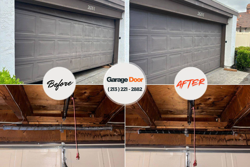 Before and after: garage door repair Oak Grove, TN